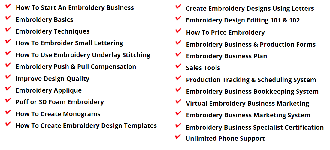 Embroidery Business Academy Product Listing